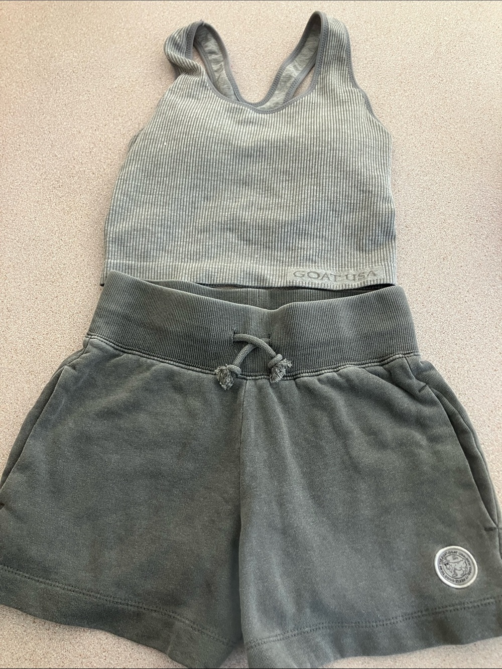 Kids GOAT grey set and White Crew Socks with GOAT Patch